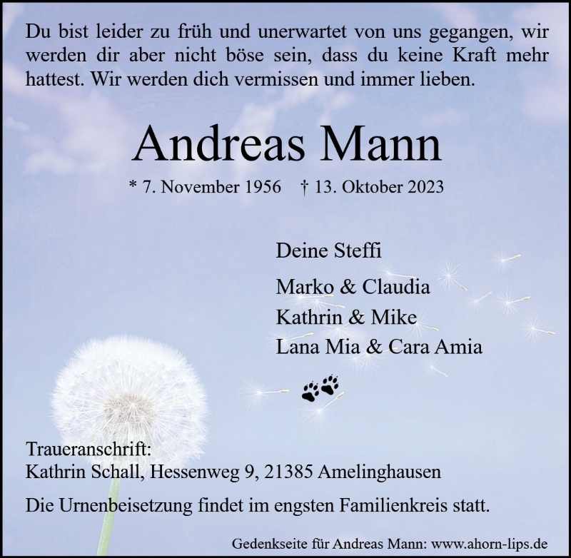 Erinnerungsbild für Andreas Mann