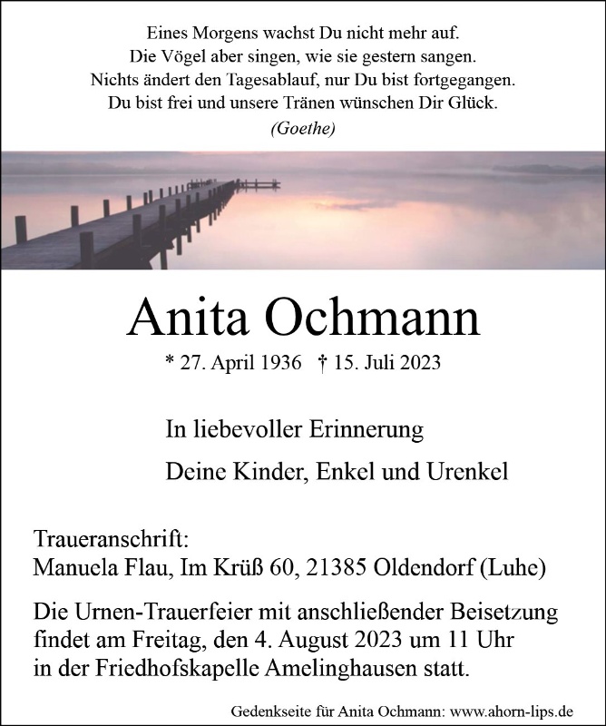 Erinnerungsbild für Anita Ochmann
