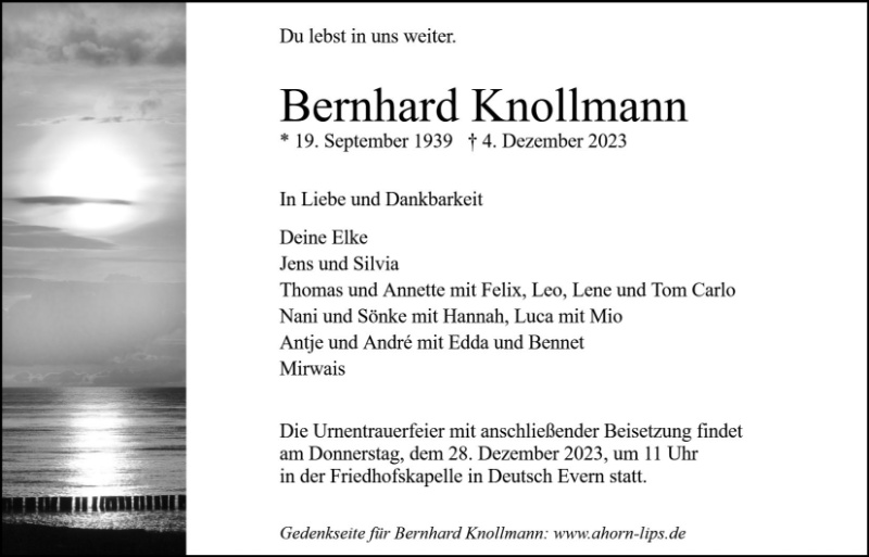 Erinnerungsbild für Bernhard Knollmann