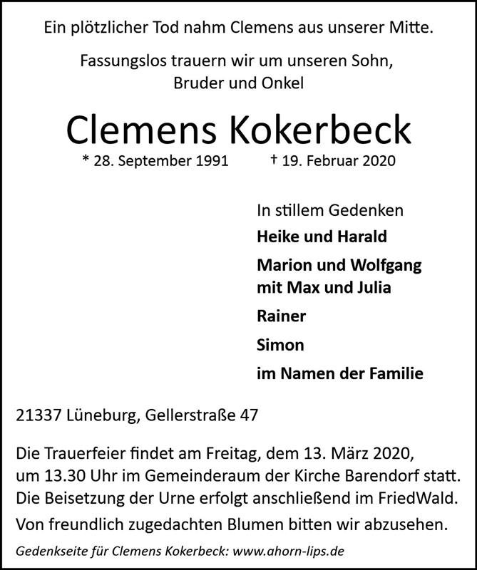 Erinnerungsbild für Clemens Kokerbeck