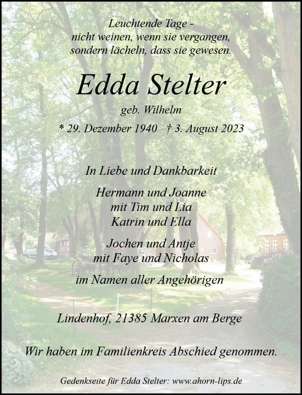 Erinnerungsbild für Edda Stelter