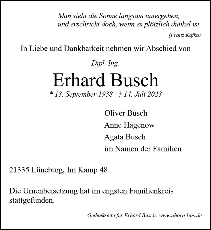 Erinnerungsbild für Erhard Busch