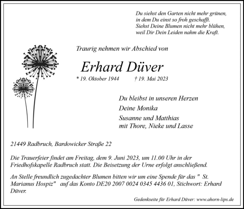 Erinnerungsbild für Erhard Düver