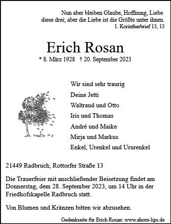 Erinnerungsbild für Erich Rosan