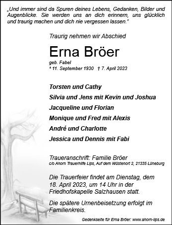 Erinnerungsbild für Erna Bröer