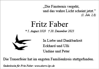 Erinnerungsbild für Fritz Faber