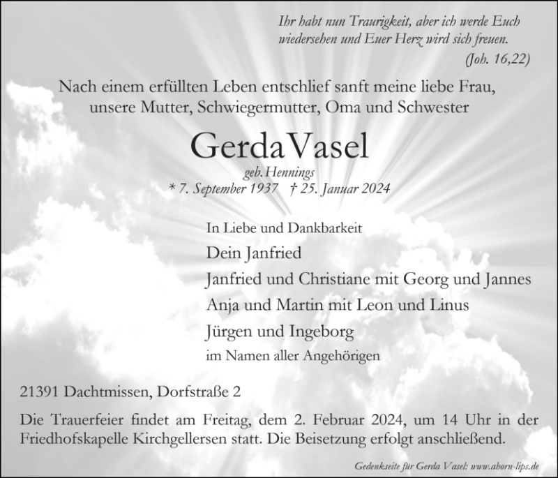 Erinnerungsbild für Gerda Vasel