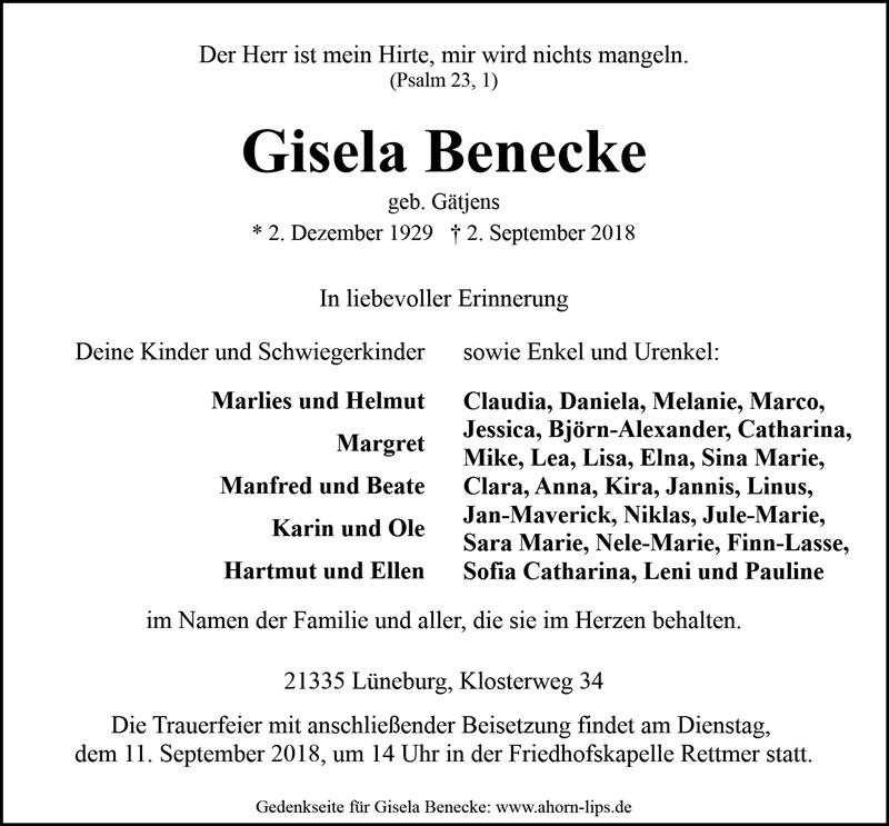 Erinnerungsbild für Gisela Benecke
