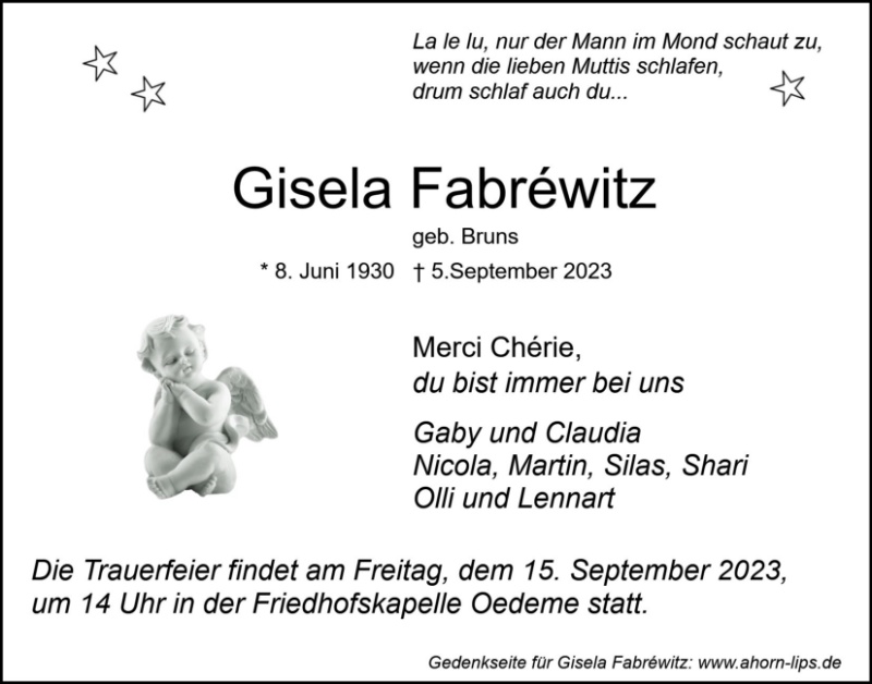 Erinnerungsbild für Gisela Fabréwitz