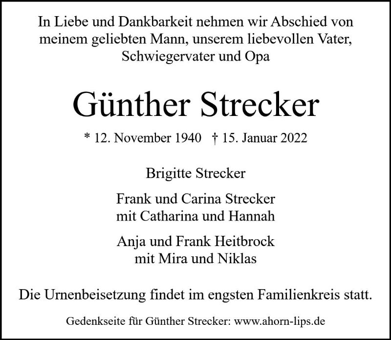 Erinnerungsbild für Günther Strecker