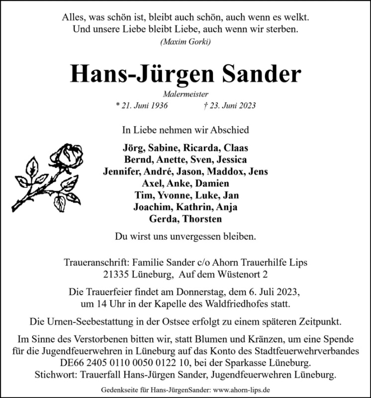 Erinnerungsbild für Hans-Jürgen Sander