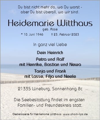 Erinnerungsbild für Heidemarie Witthaus
