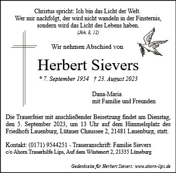 Erinnerungsbild für Herbert Sievers