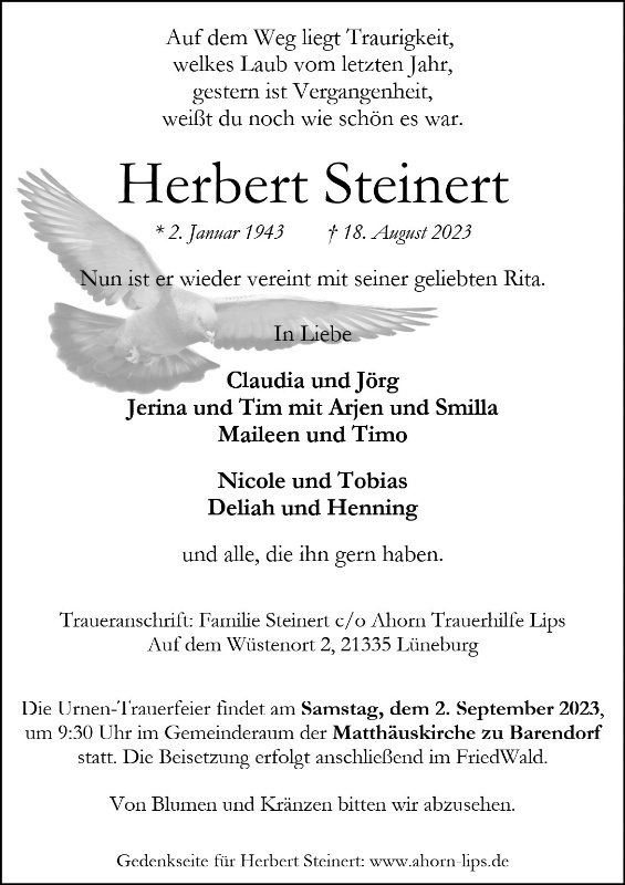 Erinnerungsbild für Herbert Steinert