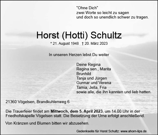 Erinnerungsbild für Horst Schultz