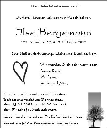 Erinnerungsbild für Ilse Bergemann