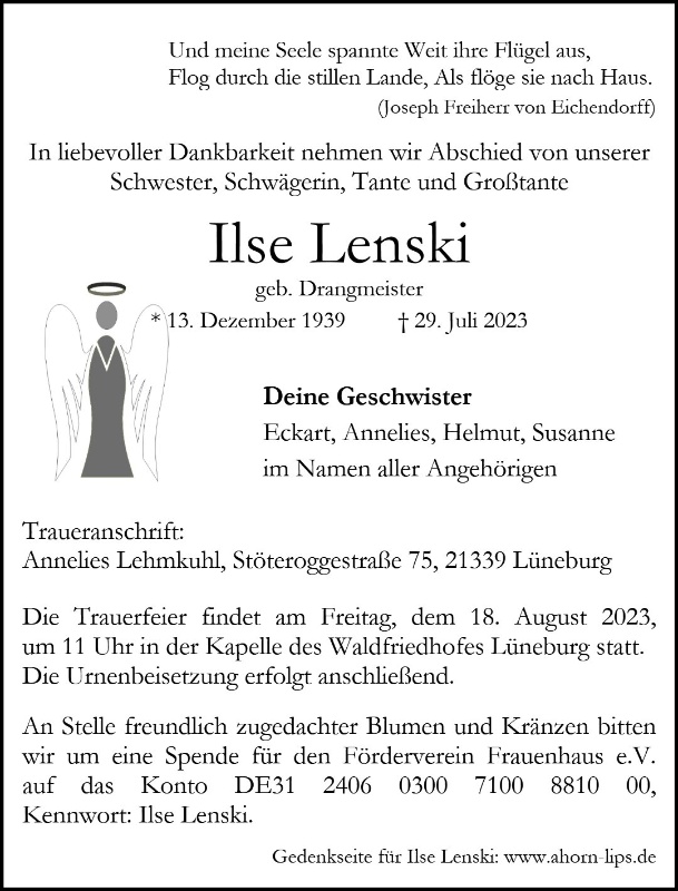 Erinnerungsbild für Ilse Lenski