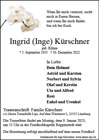 Erinnerungsbild für Ingrid Kürschner