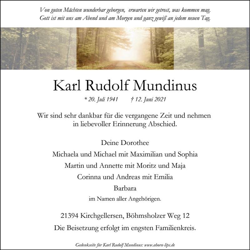 Erinnerungsbild für Karl Rudolf Mundinus