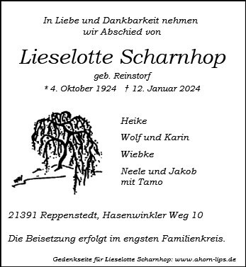 Erinnerungsbild für Lieselotte Scharnhop
