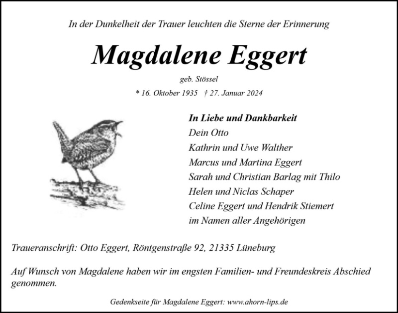 Erinnerungsbild für Magdalene Eggert