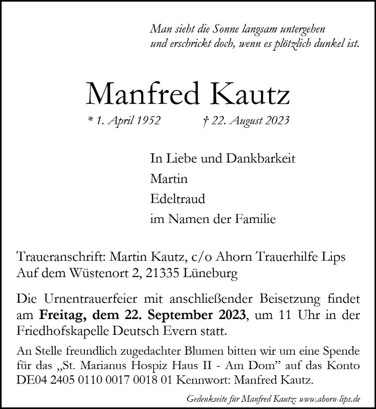 Erinnerungsbild für Manfred Kautz