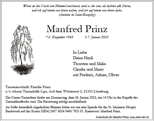 Erinnerungsbild für Manfred Prinz