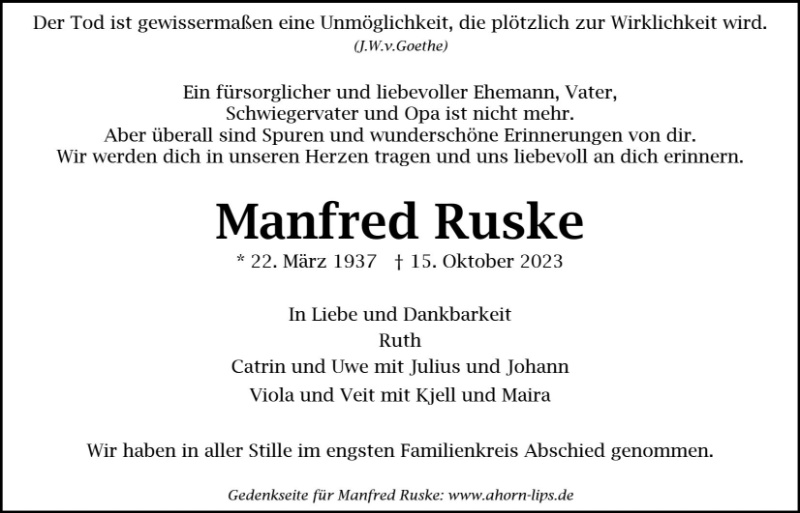 Erinnerungsbild für Manfred Ruske