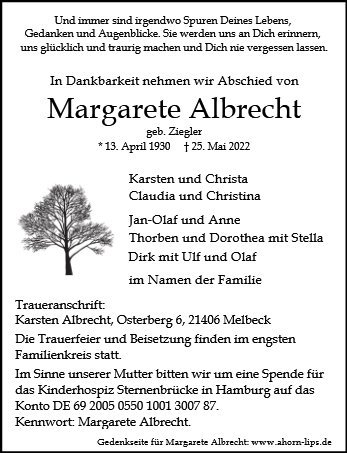 Erinnerungsbild für Margarete Albrecht