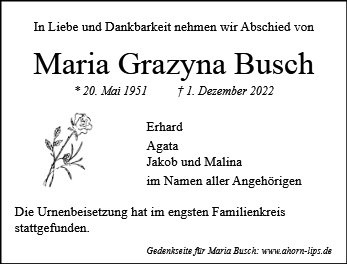 Erinnerungsbild für Maria Busch