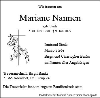 Erinnerungsbild für Mariane Nannen