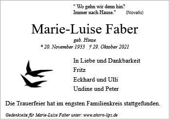 Erinnerungsbild für Marie-Luise Faber