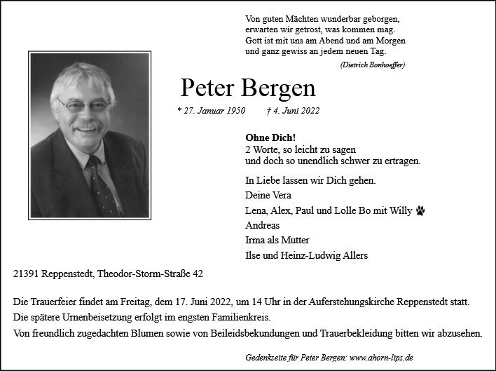 Erinnerungsbild für Peter Bergen