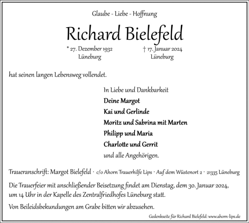 Erinnerungsbild für Richard Bielefeld