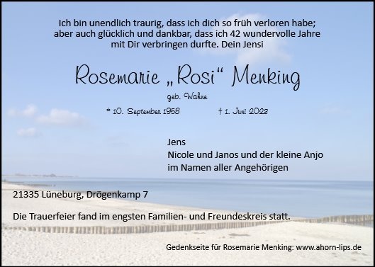 Erinnerungsbild für Rosemarie Menking