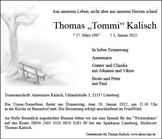 Erinnerungsbild für Thomas Kalisch