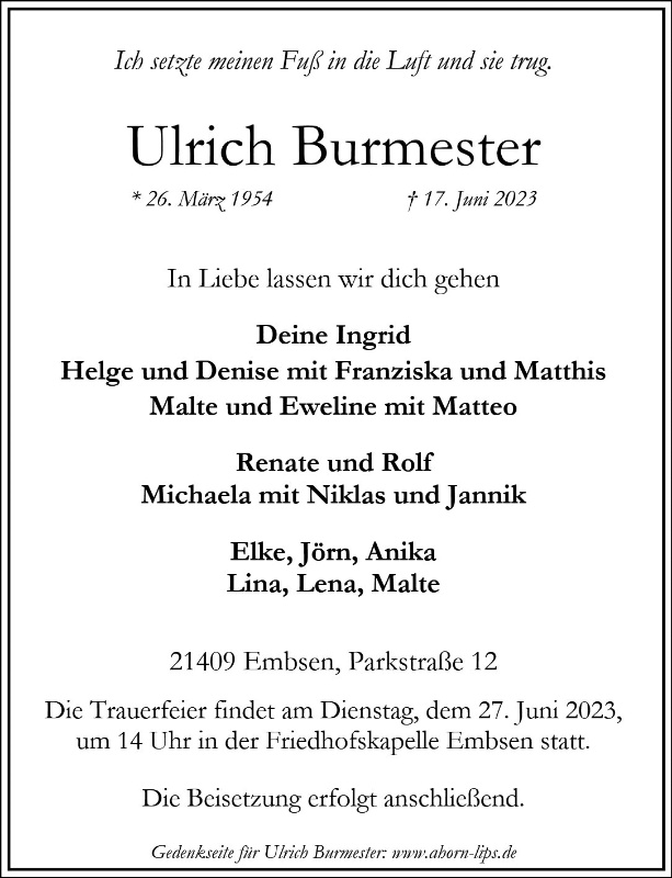 Erinnerungsbild für Ulrich Burmester