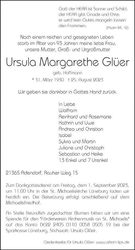 Erinnerungsbild für Ursula Glüer