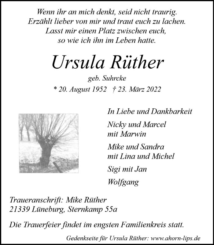 Erinnerungsbild für Ursula Rüther